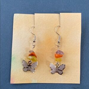 Silver and Yellow Bee Earrings with Intricate Details